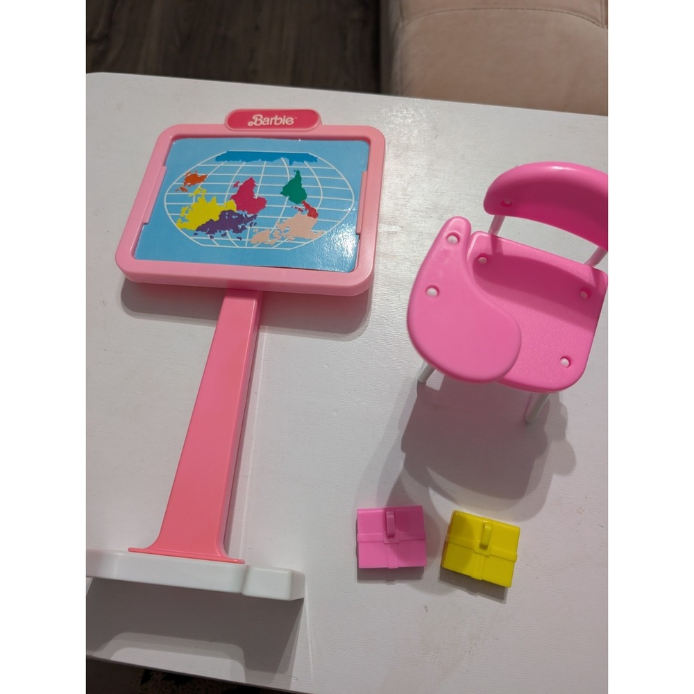 Vintage 80's Barbie Classroom Set‎ Chair Sign Books